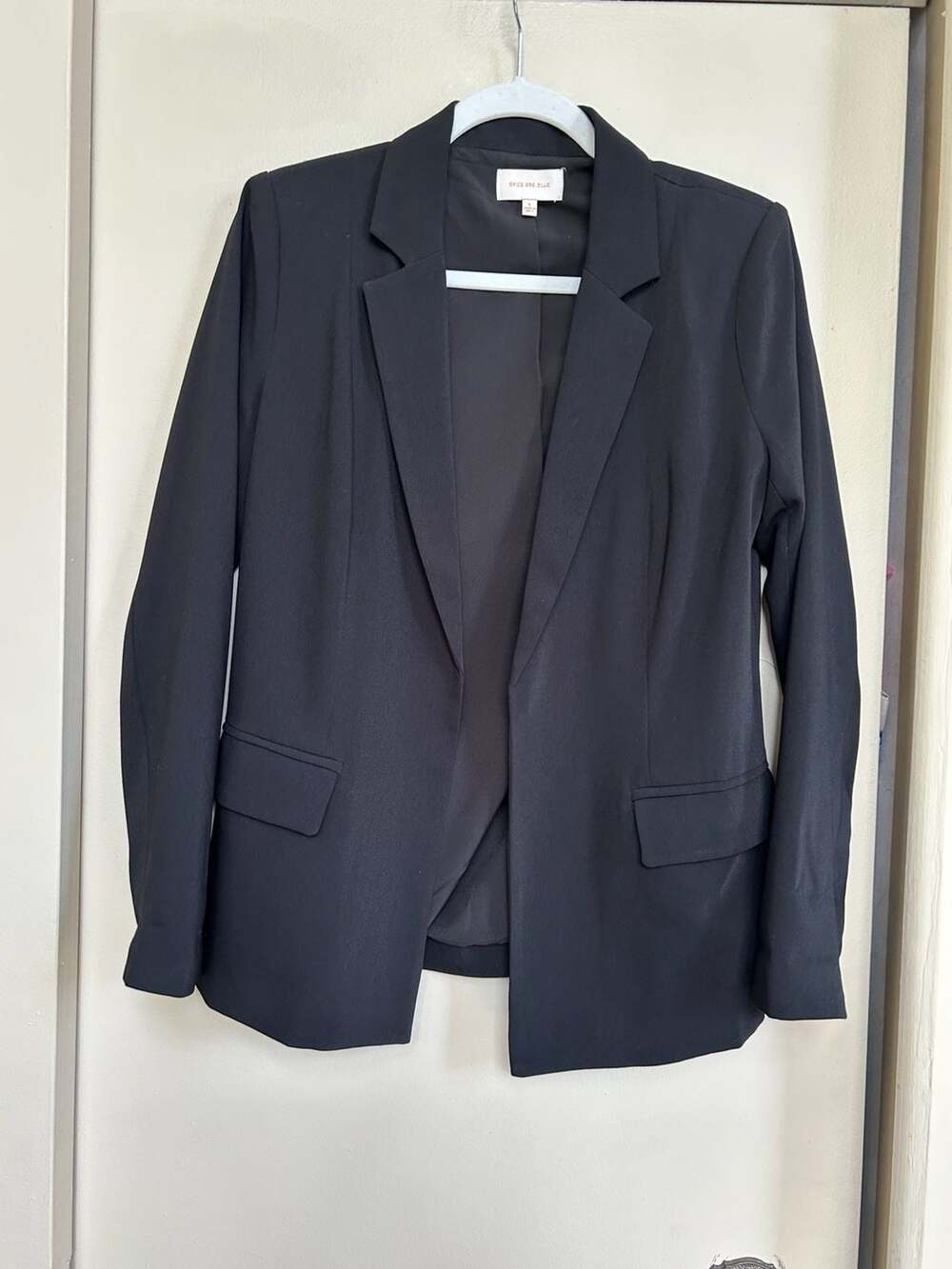 Skies Are Blue Black Open Front Blazer Jacket Style 24157 Size S